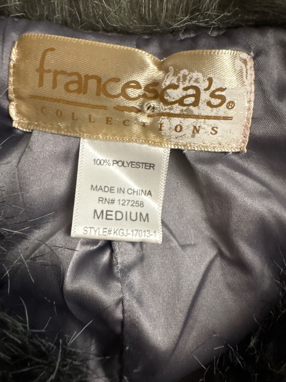 Francesca's Collections Faux Fur Vest in Gray and Black - Picture 2 of 5